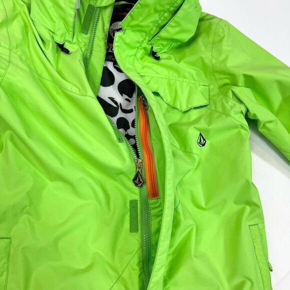 Volcom Nimbus Jacket Womens Small Green Ski Snowboard Hooded Snow guard Full Zip - Picture 9 of 14